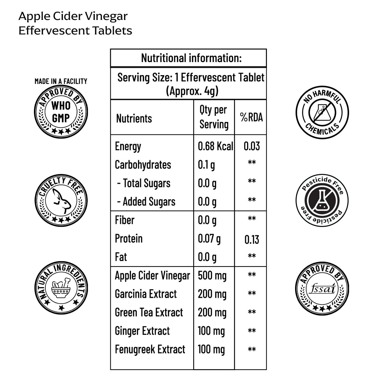 Apple Cider Vinegar (with Mother) Effervescent Tablets | Apple Flavor