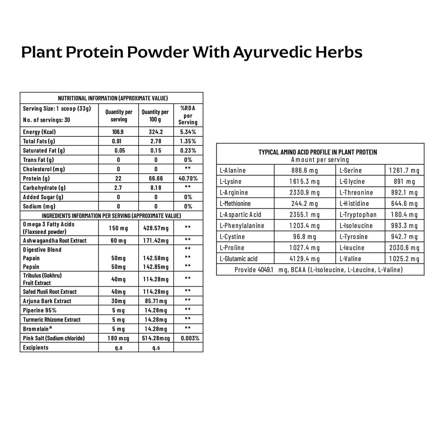 Plant Protein Powder  with Ayurvedic Herbs | Chocolate Flavor